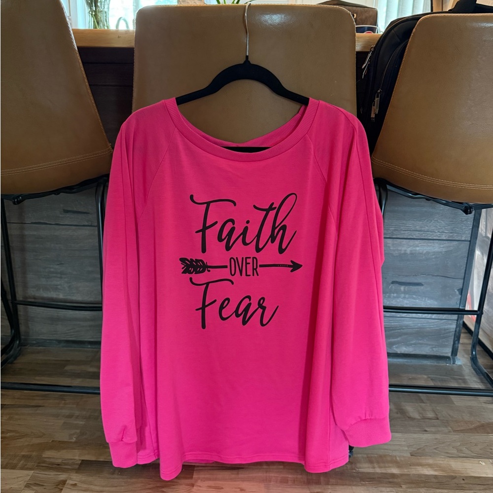 Pink 'Faith Over Fear' Sweatshirt